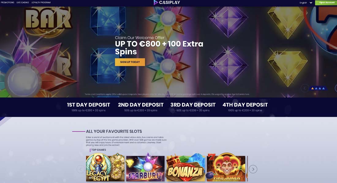 screenshot casiplay casino interface